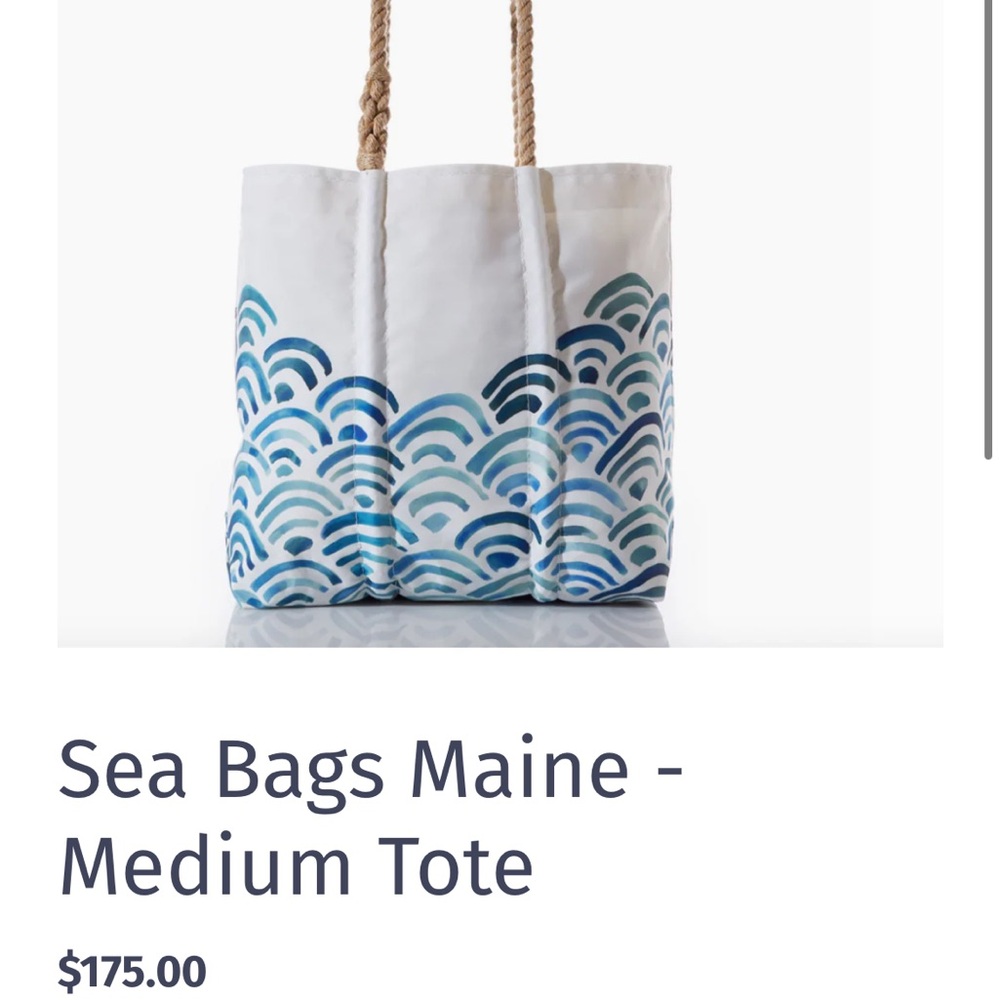 Sea Bags Maine White and Blue Wave Tote